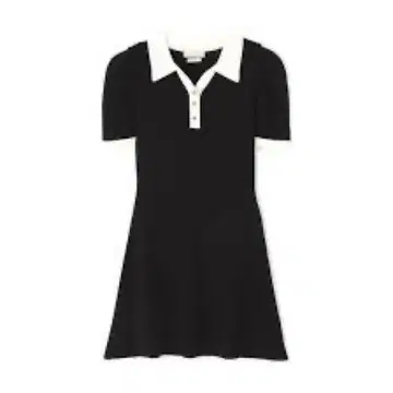 블랙 화이트 피케 셔츠 미니 원피스