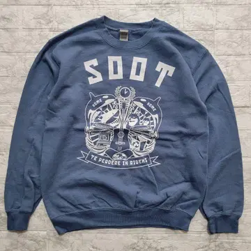 GILDAN 구제 의류 SOOT 프린트 맨투맨 블루