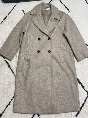 ZARA 베이지 더블 브레스트 롱 코트