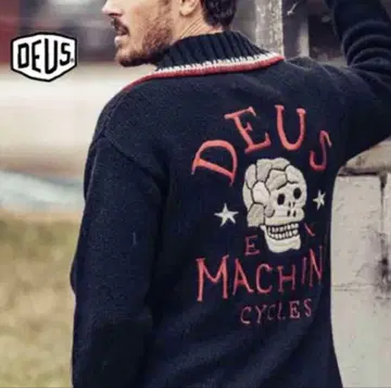 데우스 엑스 마키나 스컬 자수 집업 니트 M 블랙