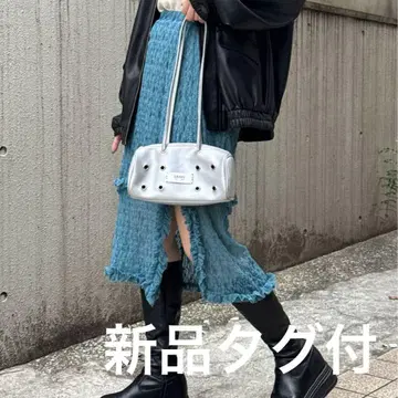 택 포함 새상품 차오패닉 스트레치 레이스 미들 스커트 블루