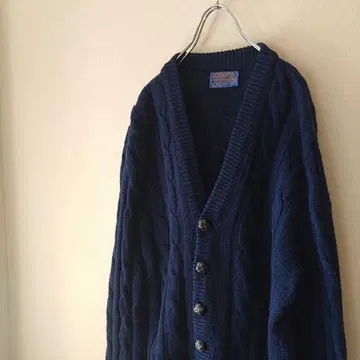 70s 펜들턴 PENDLETON 가디건 케이블 니트 네이비