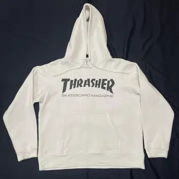THRASHER 빅 로고 프린트 후디 화이트 속기모 트레셔