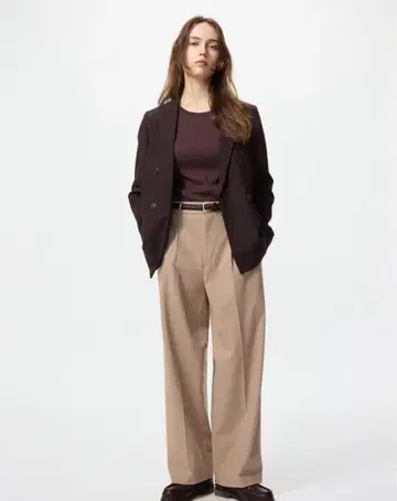 택 포함 미사용 UNIQLO 유니클로 턱 와이드 팬츠