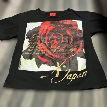 X Japan 장미 프린트 T셔츠