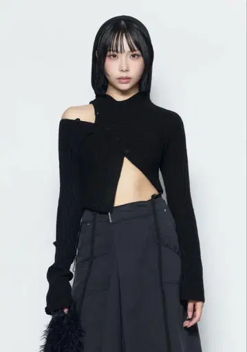 S asymmetric knit hoodie theredthread