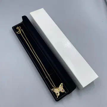 238 빈티지 미사용 나비 모티브 컬러 스톤 목걸이