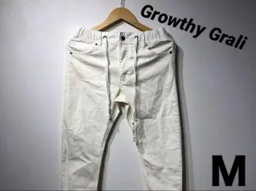 Growthy Grali 화이트 데님 슬림 핏 팬츠 허리밴딩 M