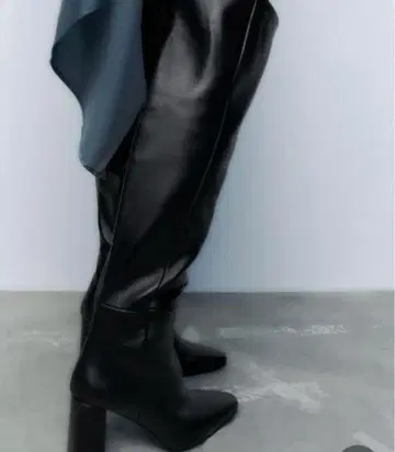 ZARA 자라 천연 가죽 리얼 가죽 롱 부츠 블랙 36