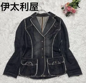 이타리야 데님 자켓 데미지 가공 블랙 계열 M 상당