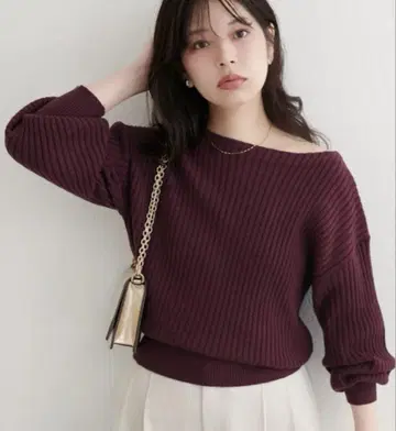 natural couture 쫀득 와이드 리브 퍼프 소매 니트