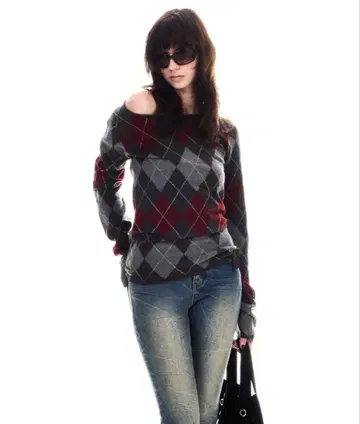 BEEDEN ARGYLE LOOSE KNIT TOPS