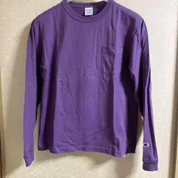 champion T1011 포켓 부착 롱T M 퍼플