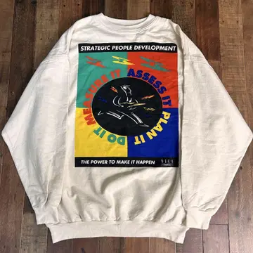 복고풍 느낌 90s 실크스크린 베이지 빅 맨투맨 캐나다제