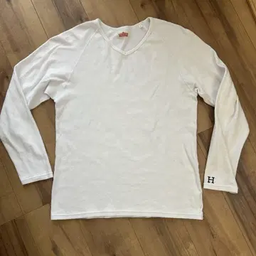 할리우드 런치마켓 스트레치 플라이스 4 화이트 V넥