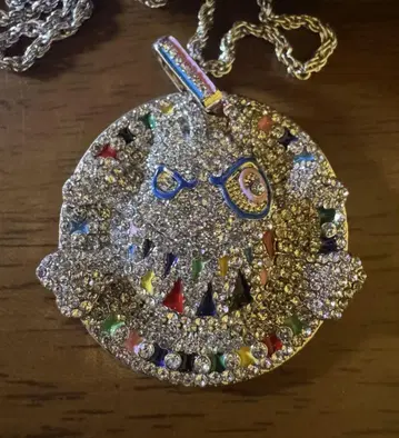 6ix9ine 착용 모델 x 컬러 지르코니아 블링블링 펜던트 직경 4cm