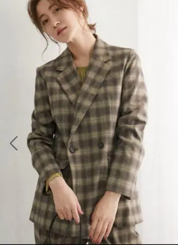 로페피크닉 옴브레 체크 더블 자켓