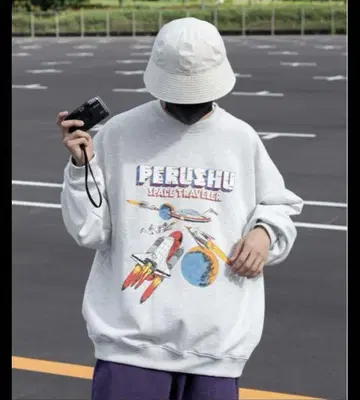 Perushu 레트로 스페이스 쭈리 맨투맨