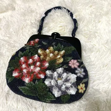 새상품급 vintage 총 비즈 핸드백 쇼와 레트로 장인 레어 희귀