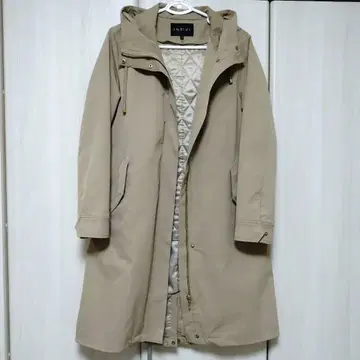 인디비 후드 부착 코트 모즈 코트 베이지 라이너