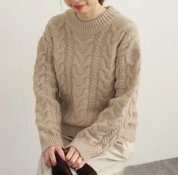 URBAN RESEARCH DOORS 빅 케이블 풀오버 베이지