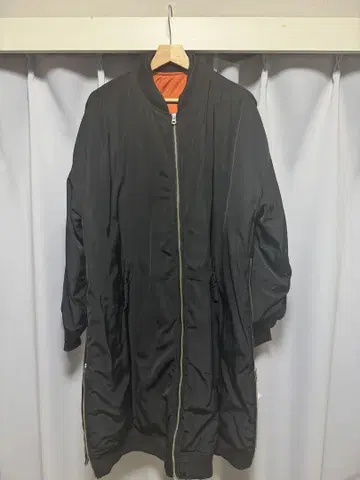 안티카 antiqua MA-1 밀리터리 롱 코트 블랙