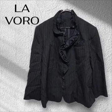 LA VORO 테일러드 자켓 [ 11AR ] 스트라이프 블랙 프릴