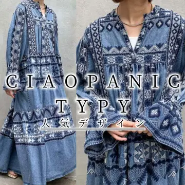 10 CIAOPANIC TYPY india 데님 자수 롱 원피스