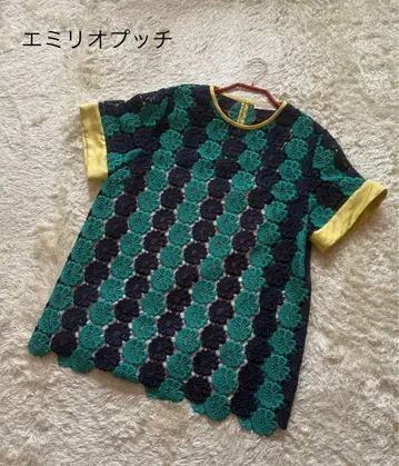 에밀리오 푸치 꽃무늬 레이스 반팔 상의