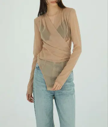 CLANE SHEER DRAPE BODYSUITS 베이지 2