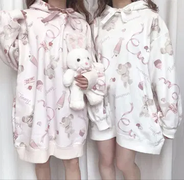 허니시나몬 Honeycinnamon 양산형 지뢰계 후드티 화이트
