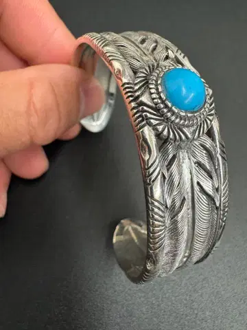 실버925 터콰이즈 페더 뱅글