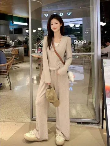 shein 왕홍 공항 코디 베이지 M 맨투맨