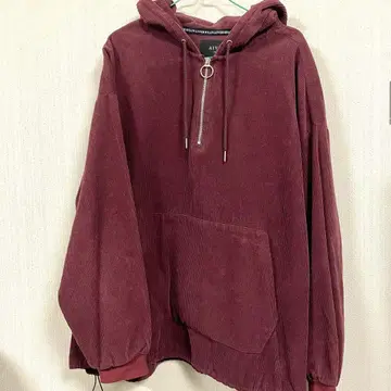 AIVER 버건디 코듀로이 후드티