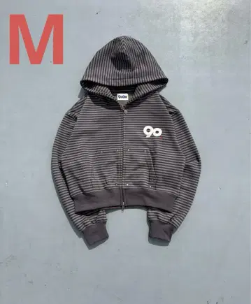 90 Logo Dot Zip Hoodie Charcoal black