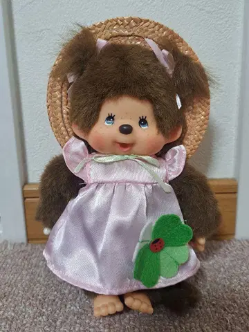 몽치치 봉제 인형 핑크 드레스 밀짚모자