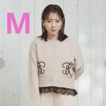 시마무라 tal by yumi 니트 가디건 코드 자수 베이지 M