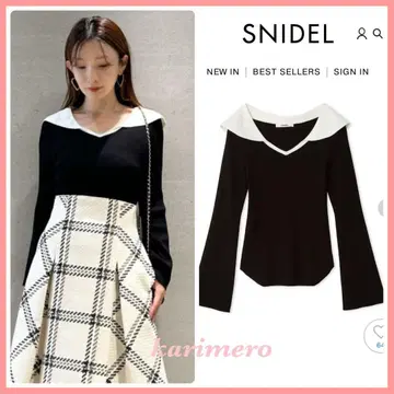 SNIDEL 스나이델 오프숄더 카라 니트 풀오버