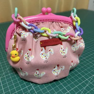 핸드메이드 닭 패턴 가마구치 파우치 체인 포함