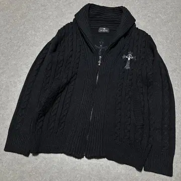 00's Japan Archive 크로스 장식 니트 자켓 자수