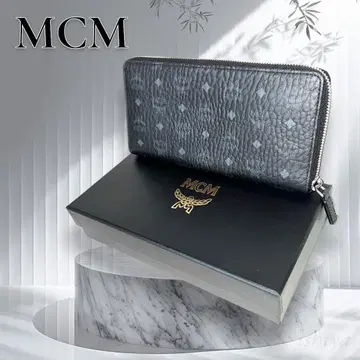 [ 미사용품 ] MCM 가죽 장지갑 라운드 지퍼 주름 가죽 Visetos