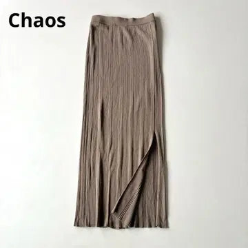 Chaos 코튼 아세테이트 랜덤 리브 니트 스커트 베이지