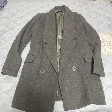 SCOT CLUB 그레이 더블 브레스트 코트