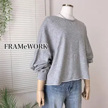 FRAMeWORK 숏 맨투맨 돌먼 슬리브 그레이
