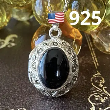 '80 미국제 925 오닉스 마카사이트 로켓 빈티지 목걸이