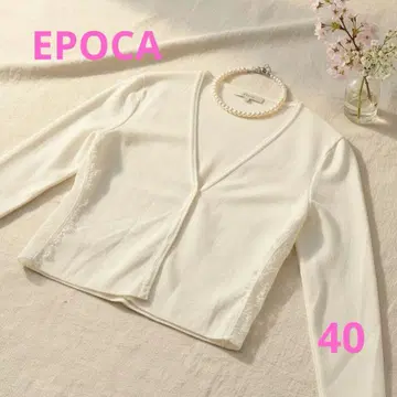 EPOCA 화이트 가디건 40 사이드 레이스 가디건 청순