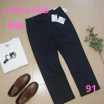 LANDS' END 치노 팬츠 W91 블랙 발수 가공 새상품