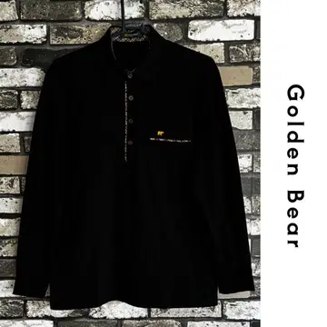 [ 고품질 ] Golden Bear 골든베어 긴팔 피케 셔츠 블랙 남성용