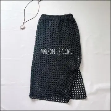 [새상품급] MAISON SPECIAL 스퀘어 메쉬 니트 롱 스커트