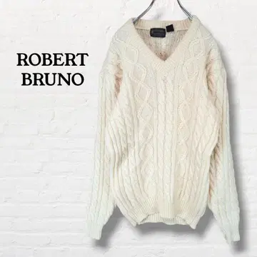 ROBERT BRUNO V넥 케이블 니트 [ F ] 크림 계열